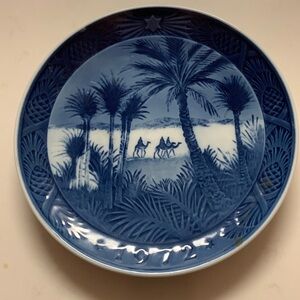 Royal Copenhagen 1972 Blue Decorative Plate with Palm Trees and Camels